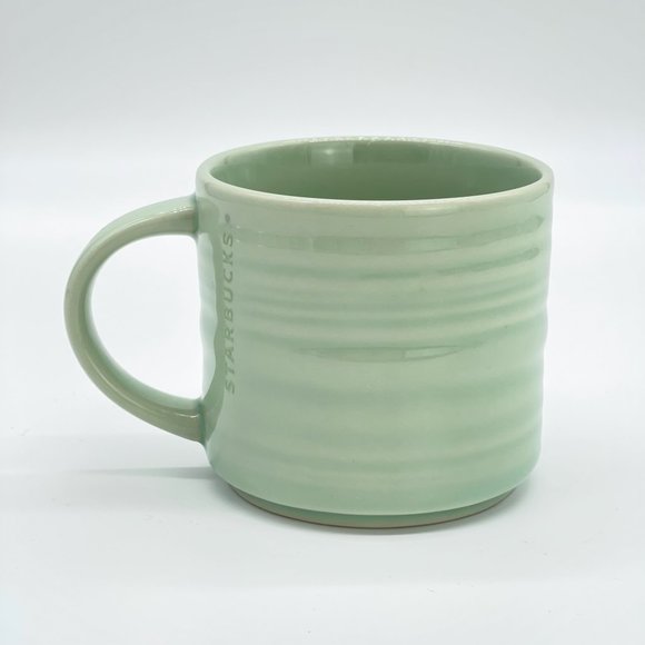 Starbucks Sea Foam Green Ribbed Coffee Mug Tea Cup 14 oz 2014 - Picture 2 of 7
